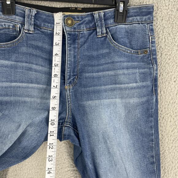 Democracy Jeans Womens 10 Blue Bootcut Frayed Hem Stretch Denim Ab Technology - Picture 4 of 14